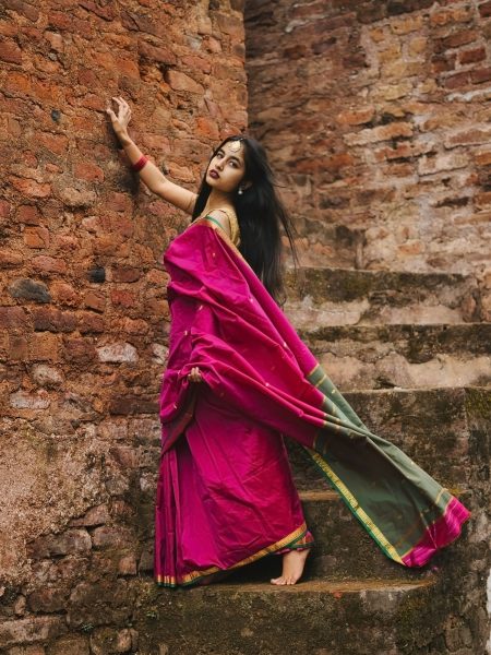 Rose Pink Georgette Saree