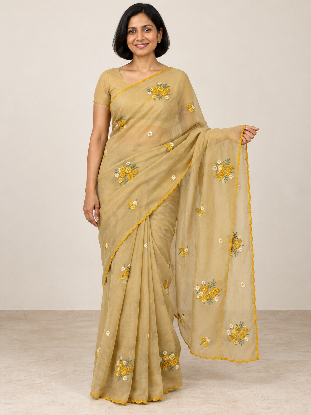 Sandstone Yellow Blossom Saree